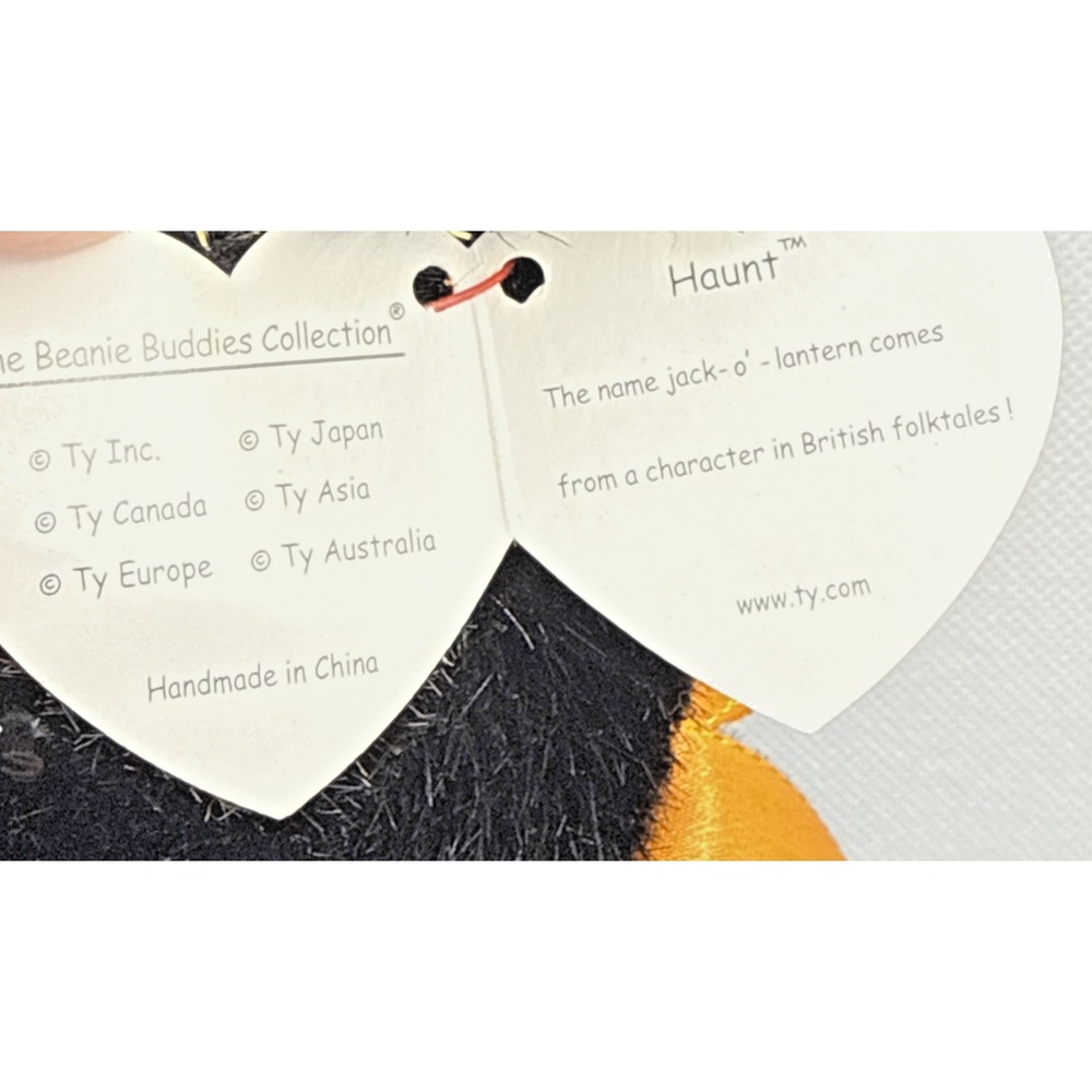 TY Beanie Buddy Haunt 14" Black & Gold Halloween Bear Retired Creased Tag 2002 - Picture 4 of 13
